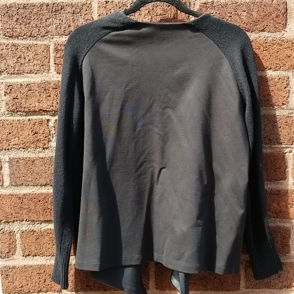 DKNYC Mixed Media Sweater Faux Leather VGUC - Picture 5 of 5